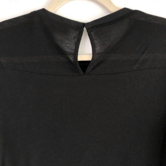 New French Connection Embroidered Eyelet Hem Short Sleeve Tee Black Size XS - Picture 11 of 16